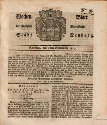 Wochenblatt der Königlich Baierischen Stadt Neuburg (Neuburger Wochenblatt) Samstag 1. September 1827