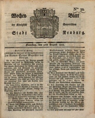 Wochenblatt der Königlich Baierischen Stadt Neuburg (Neuburger Wochenblatt) Samstag 9. August 1828