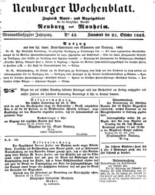 Neuburger Wochenblatt Samstag 25. Oktober 1862