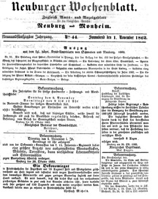 Neuburger Wochenblatt Samstag 1. November 1862