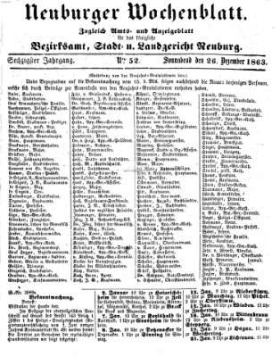 Neuburger Wochenblatt Freitag 26. Dezember 1862