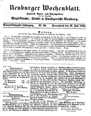 Neuburger Wochenblatt Samstag 16. Juli 1864