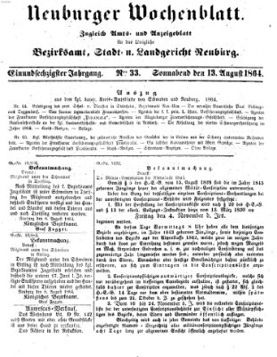 Neuburger Wochenblatt Samstag 13. August 1864