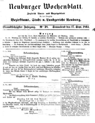 Neuburger Wochenblatt Samstag 17. September 1864