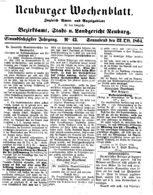 Neuburger Wochenblatt Samstag 22. Oktober 1864