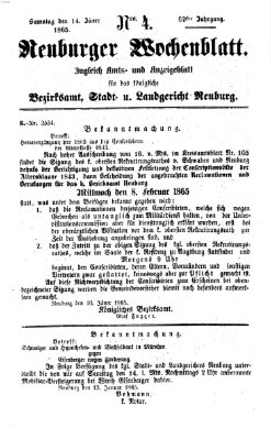 Neuburger Wochenblatt Samstag 14. Januar 1865