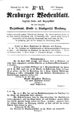 Neuburger Wochenblatt Mittwoch 31. Mai 1865
