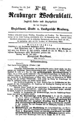Neuburger Wochenblatt Samstag 22. Juli 1865