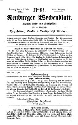 Neuburger Wochenblatt Samstag 7. Oktober 1865