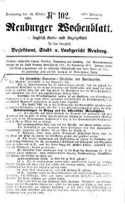 Neuburger Wochenblatt Donnerstag 26. Oktober 1865