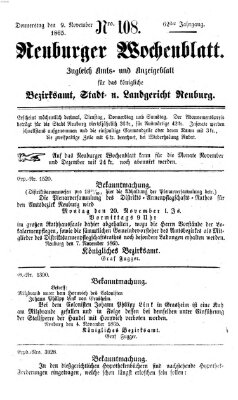 Neuburger Wochenblatt Donnerstag 9. November 1865