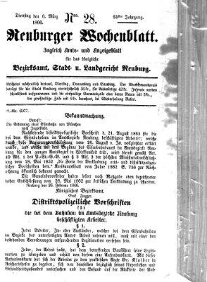 Neuburger Wochenblatt Dienstag 6. März 1866