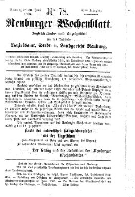 Neuburger Wochenblatt Samstag 30. Juni 1866