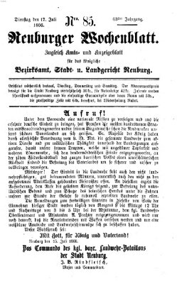 Neuburger Wochenblatt Dienstag 17. Juli 1866