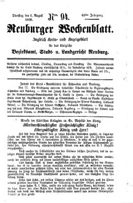 Neuburger Wochenblatt Dienstag 7. August 1866