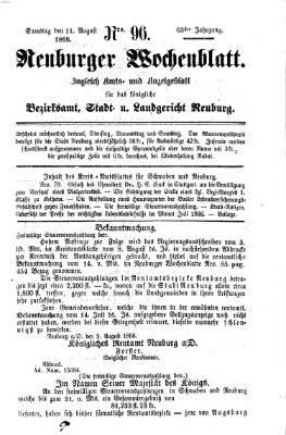 Neuburger Wochenblatt Samstag 11. August 1866