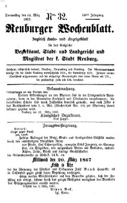 Neuburger Wochenblatt Donnerstag 14. März 1867
