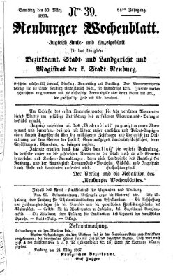 Neuburger Wochenblatt Samstag 30. März 1867