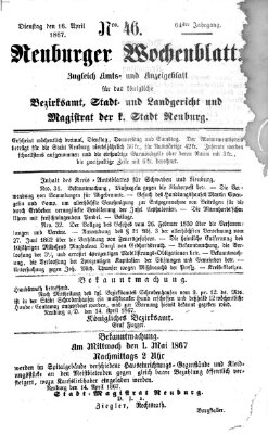Neuburger Wochenblatt Dienstag 16. April 1867