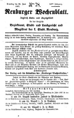 Neuburger Wochenblatt Samstag 29. Juni 1867