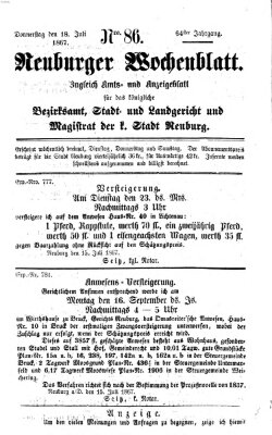 Neuburger Wochenblatt Donnerstag 18. Juli 1867