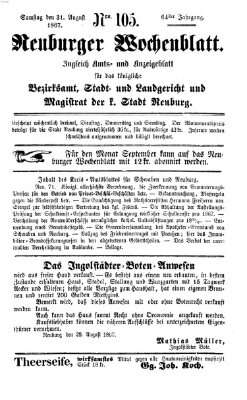 Neuburger Wochenblatt Samstag 31. August 1867