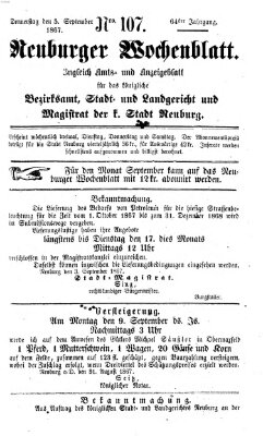 Neuburger Wochenblatt Donnerstag 5. September 1867