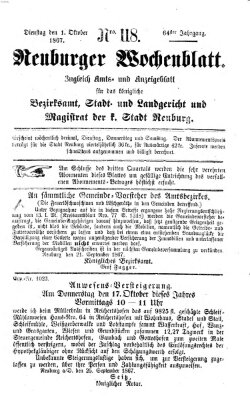 Neuburger Wochenblatt Dienstag 1. Oktober 1867