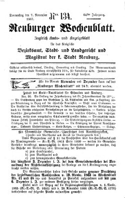 Neuburger Wochenblatt Donnerstag 7. November 1867