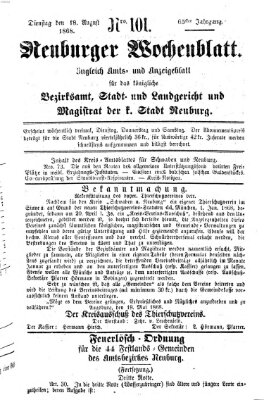 Neuburger Wochenblatt Dienstag 18. August 1868