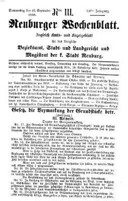 Neuburger Wochenblatt Donnerstag 10. September 1868
