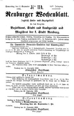 Neuburger Wochenblatt Donnerstag 17. September 1868