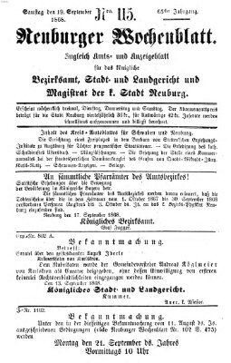 Neuburger Wochenblatt Samstag 19. September 1868