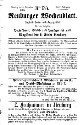 Neuburger Wochenblatt Dienstag 3. November 1868