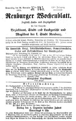 Neuburger Wochenblatt Donnerstag 26. November 1868