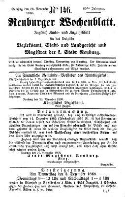 Neuburger Wochenblatt Samstag 28. November 1868