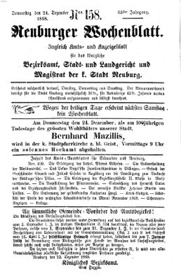 Neuburger Wochenblatt Donnerstag 24. Dezember 1868