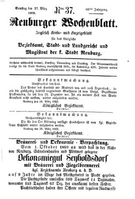 Neuburger Wochenblatt Samstag 27. März 1869