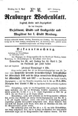 Neuburger Wochenblatt Dienstag 6. April 1869