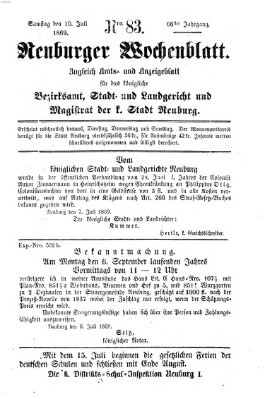 Neuburger Wochenblatt Samstag 10. Juli 1869