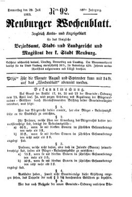 Neuburger Wochenblatt Donnerstag 29. Juli 1869