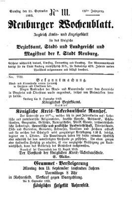 Neuburger Wochenblatt Samstag 11. September 1869