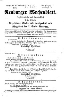 Neuburger Wochenblatt Dienstag 21. September 1869