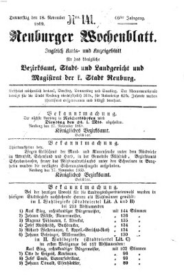 Neuburger Wochenblatt Donnerstag 18. November 1869
