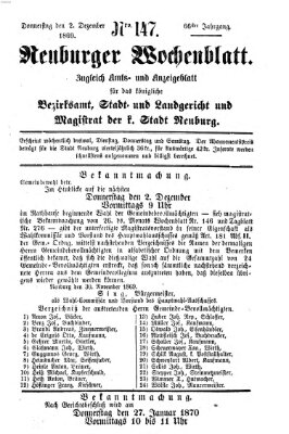 Neuburger Wochenblatt Donnerstag 2. Dezember 1869