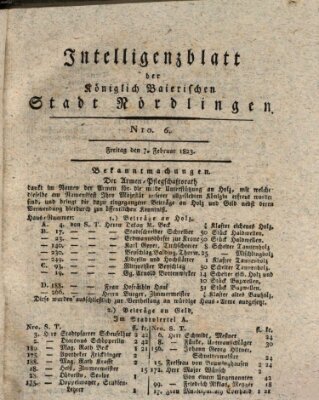 Intelligenzblatt der Königlich Bayerischen Stadt Nördlingen Freitag 7. Februar 1823