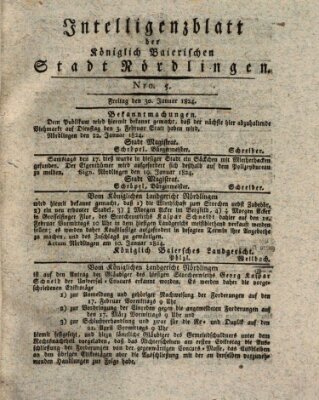 Intelligenzblatt der Königlich Bayerischen Stadt Nördlingen Freitag 30. Januar 1824