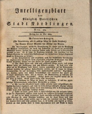 Intelligenzblatt der Königlich Bayerischen Stadt Nördlingen Freitag 28. Mai 1824