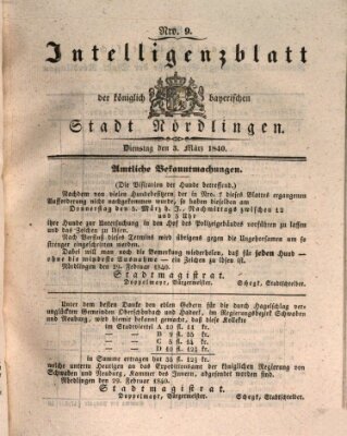 Intelligenzblatt der Königlich Bayerischen Stadt Nördlingen