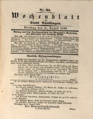 Wochenblatt der Stadt Nördlingen (Intelligenzblatt der Königlich Bayerischen Stadt Nördlingen)